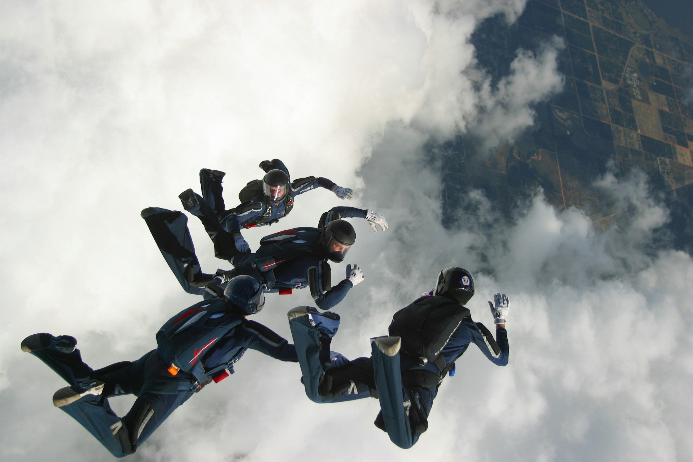 Skydivers in freefall